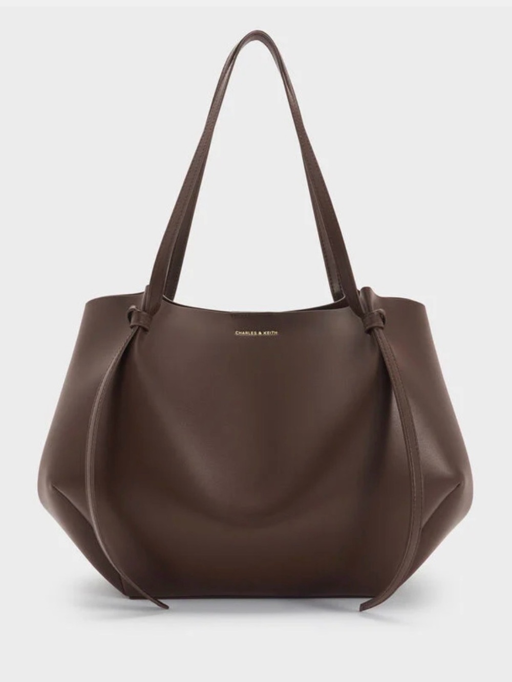 Charles & Keith Brown Leather Tote Bag